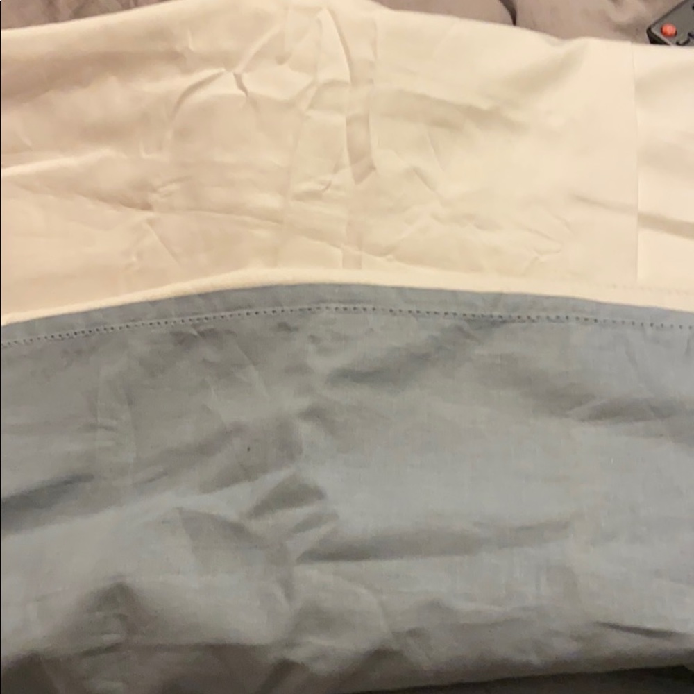 Fieldcrest oxford shower curtain white/light blue